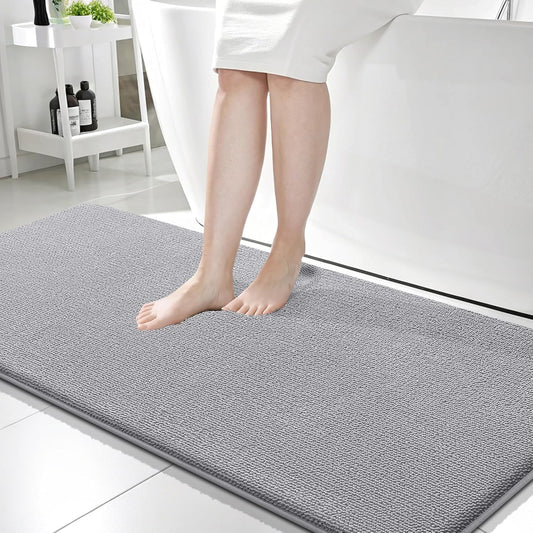 OLANLY Thick Memory Foam Bath Mat Rug 59x24, Extra Soft Absorbent Bathroom Rug, Quick Dry, Machine Washable Bath Mats, Non-Slip, Carpet for Bathroom Floor, Tub and Shower, Home Decor Accessories, Grey