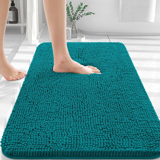 OLANLY Bathroom Rugs 30x20, Extra Soft Absorbent Chenille Bath Rugs, Rubber Backing Quick Dry, Machine Washable Bath Mats for Bathroom Floor, Tub and Shower, Home Decor Accessories, Deep Lake
