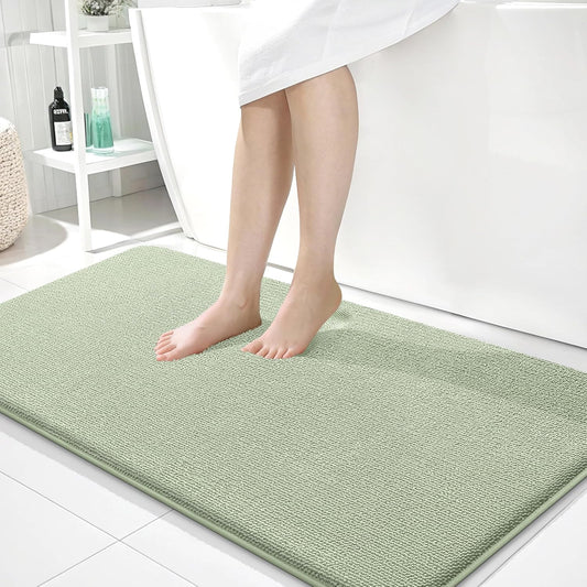 OLANLY Thick Memory Foam Bath Mat Rug 44x24, Extra Soft Absorbent Bathroom Rug, Quick Dry Bath Mats, Non-Slip, Machine Washable Carpet for Bathroom, Tub and Shower, Home Decor Accessories, Sage Green