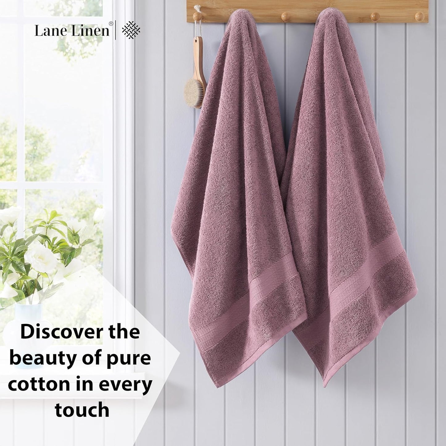 LANE LINEN 100% Cotton Bath Sheets 2 Pack (35"x66") - Ring Spun Cotton Extra Large Bath Towels Set - Quick Dry, Soft & Absorbent Oversized Towel Set - Holds Well After Multiple Washes - Wishful Mauve