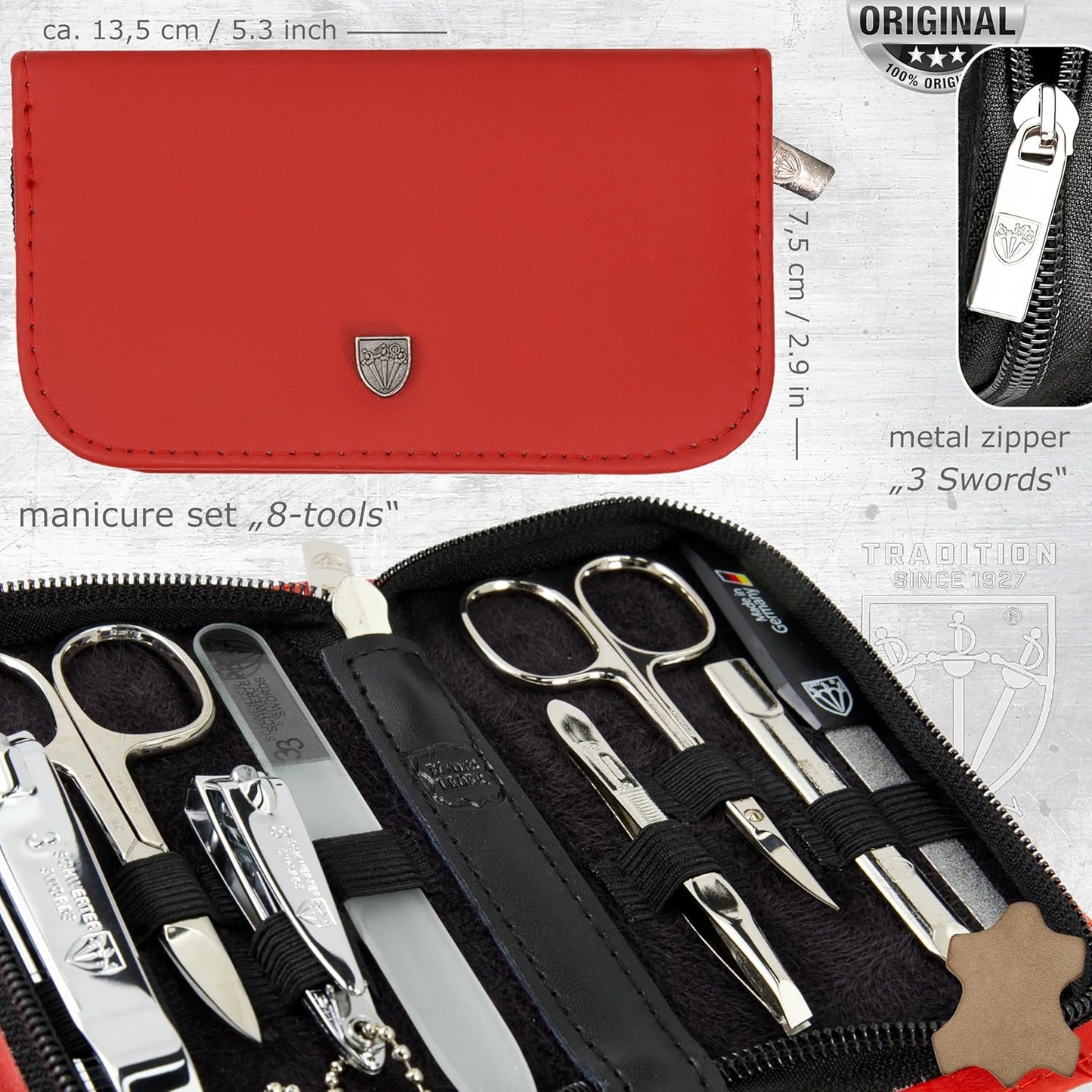 3 Swords Germany – brand quality 8 piece manicure pedicure grooming kit set