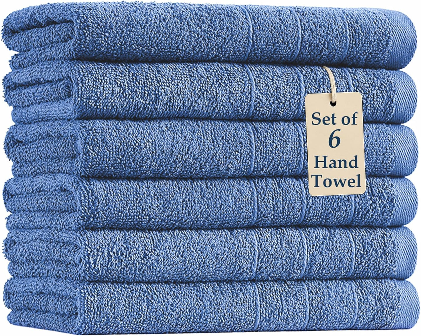 Casa Platino 100% Cotton Hand Towels for Bathroom Set of 6 (16"x28") - Spa & Hotel Quality - Ring Spun - Quick Dry, Soft & Absorbent Bath Hand Towel 6 Pack - Suitable for All Skin Type - Cerulean Blue