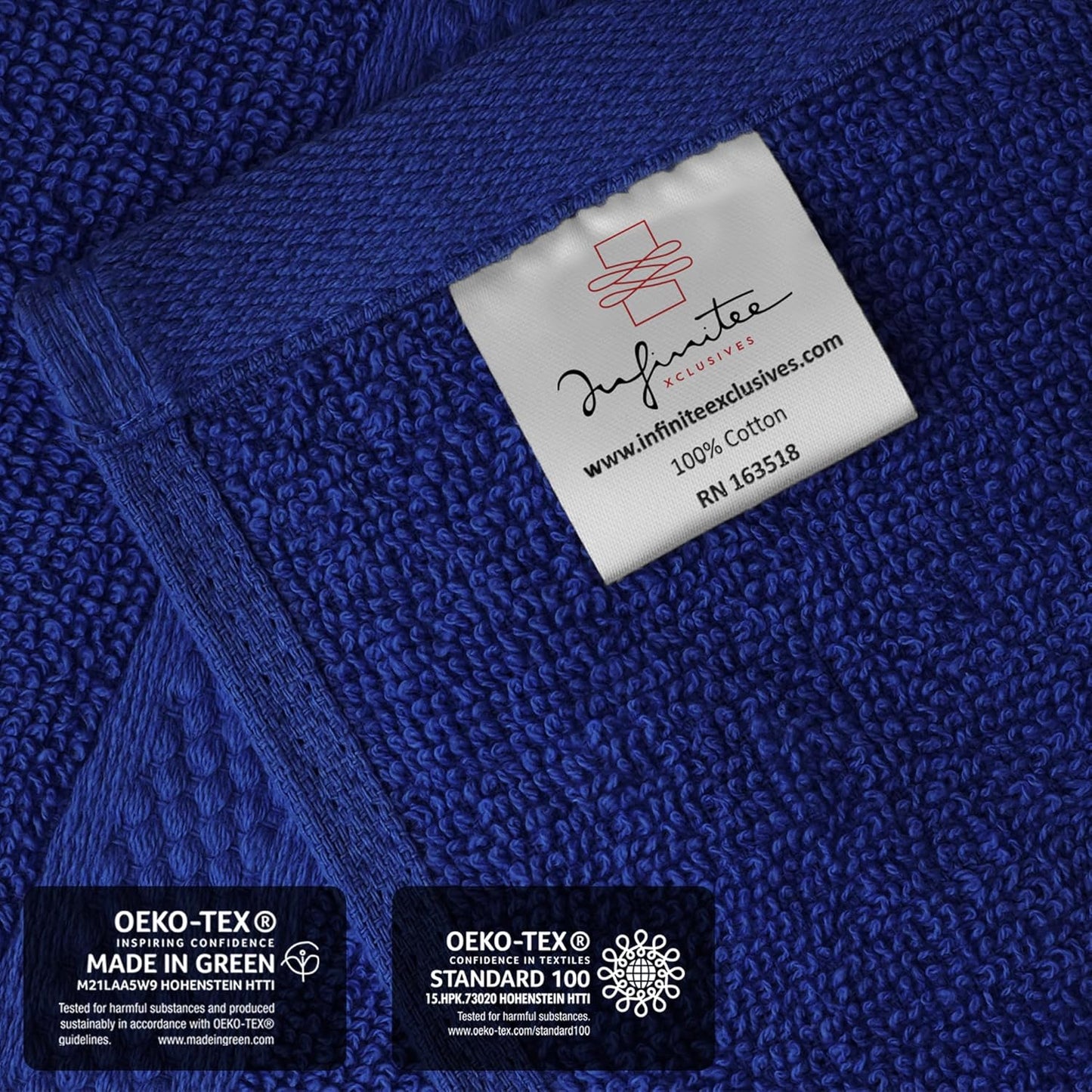 Infinitee Xclusives Luxury Wash Cloths for Showering [13x13] – 100% Cotton Washcloths [Pack of 12], Soft and Absorbent Face Towels for Bathroom Wash Clothes, Gym, and Spa (Tranquil Navy)