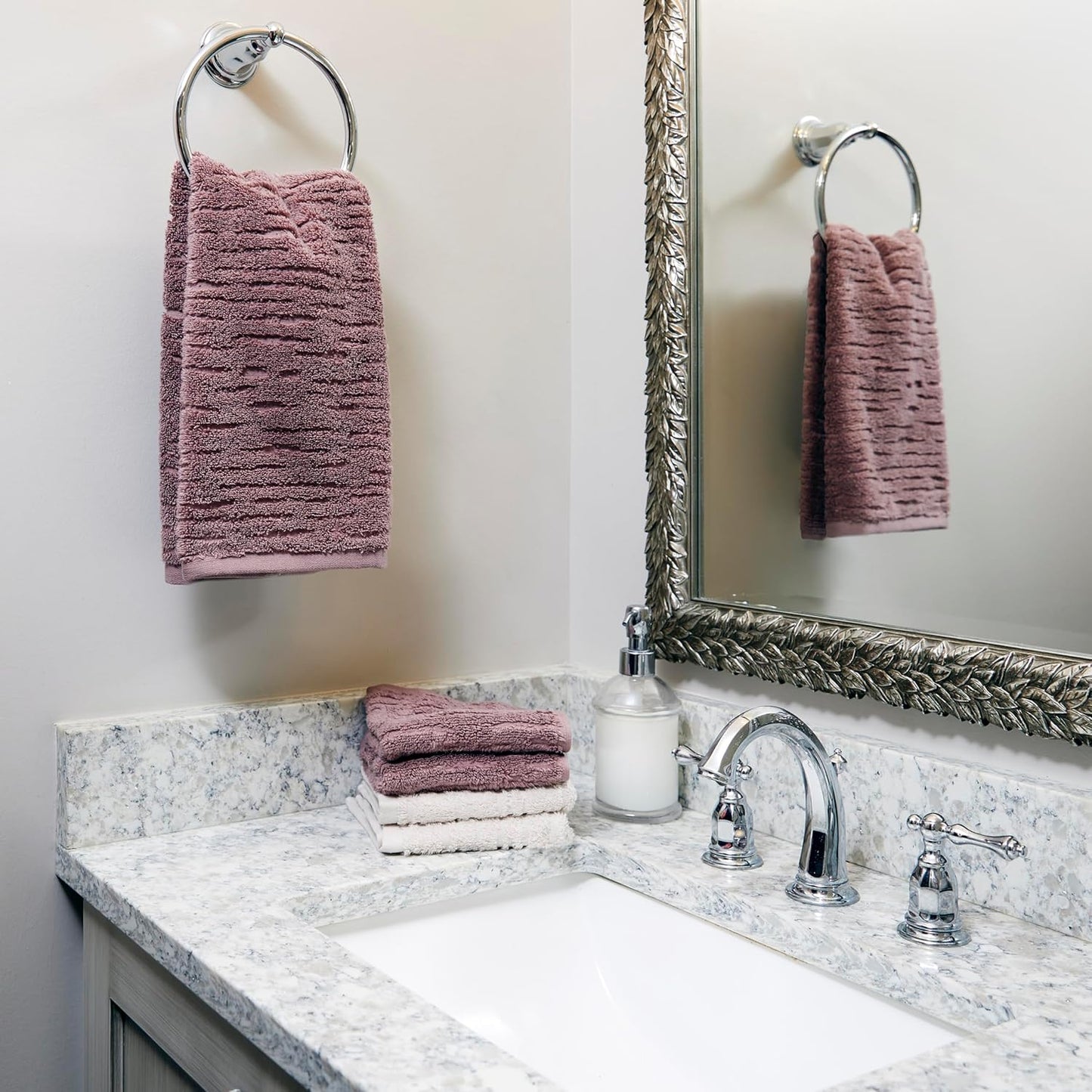 SKL Home CloudSoft Cotton Luxury 2-Piece Hand Towel Set, Soft Plum