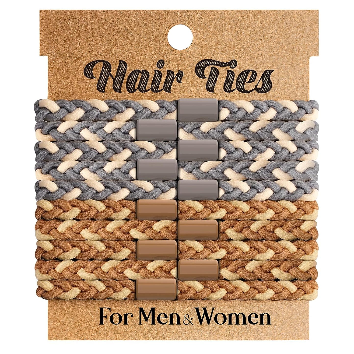 EasYoung 10pcs Braided Elastic Buns Hair Coils for Curly/Long Thick Dense Hair - No Crease, Suitable for Men & Women