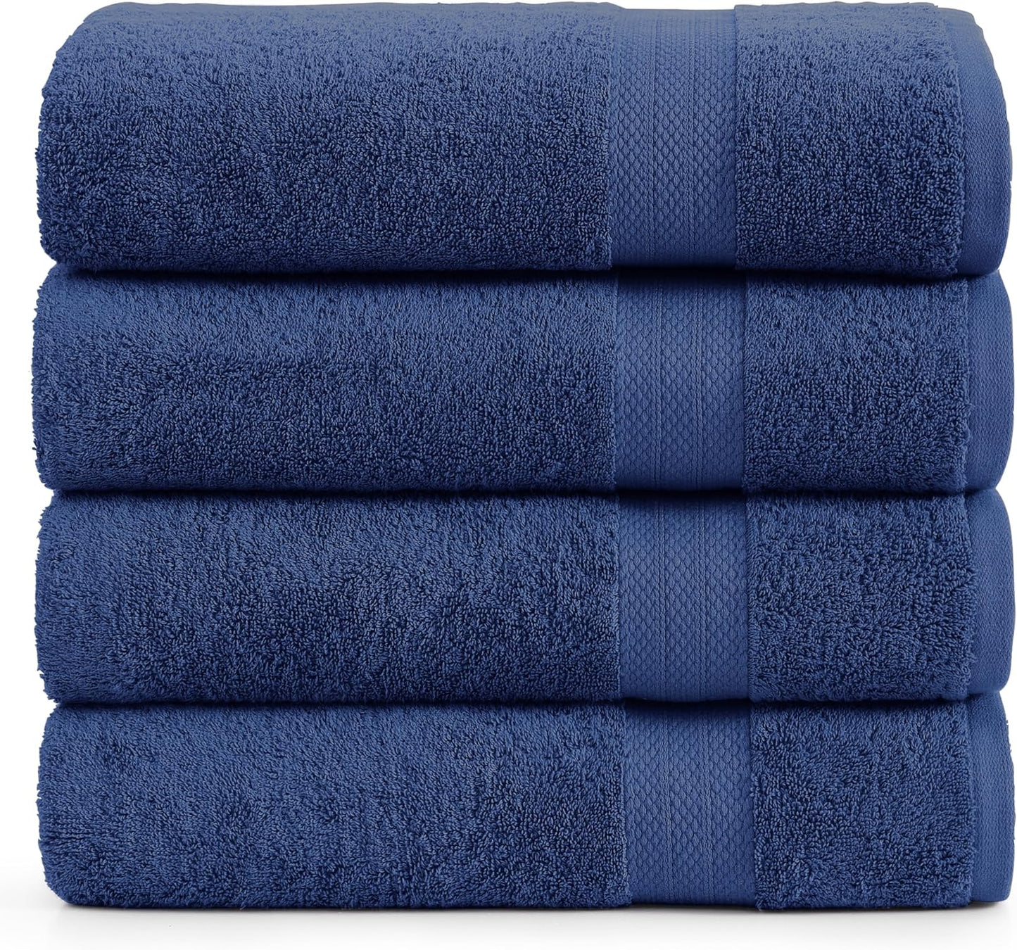 LANE LINEN 100% Cotton 4 Pack Bath Sheets (35"x66") - Ring Spun Cotton Extra Large Bathroom Towels - Quick Dry, Soft & Absorbent Oversized Luxury Bath Towels - Machine Wash in Cold Water - Navy Blue