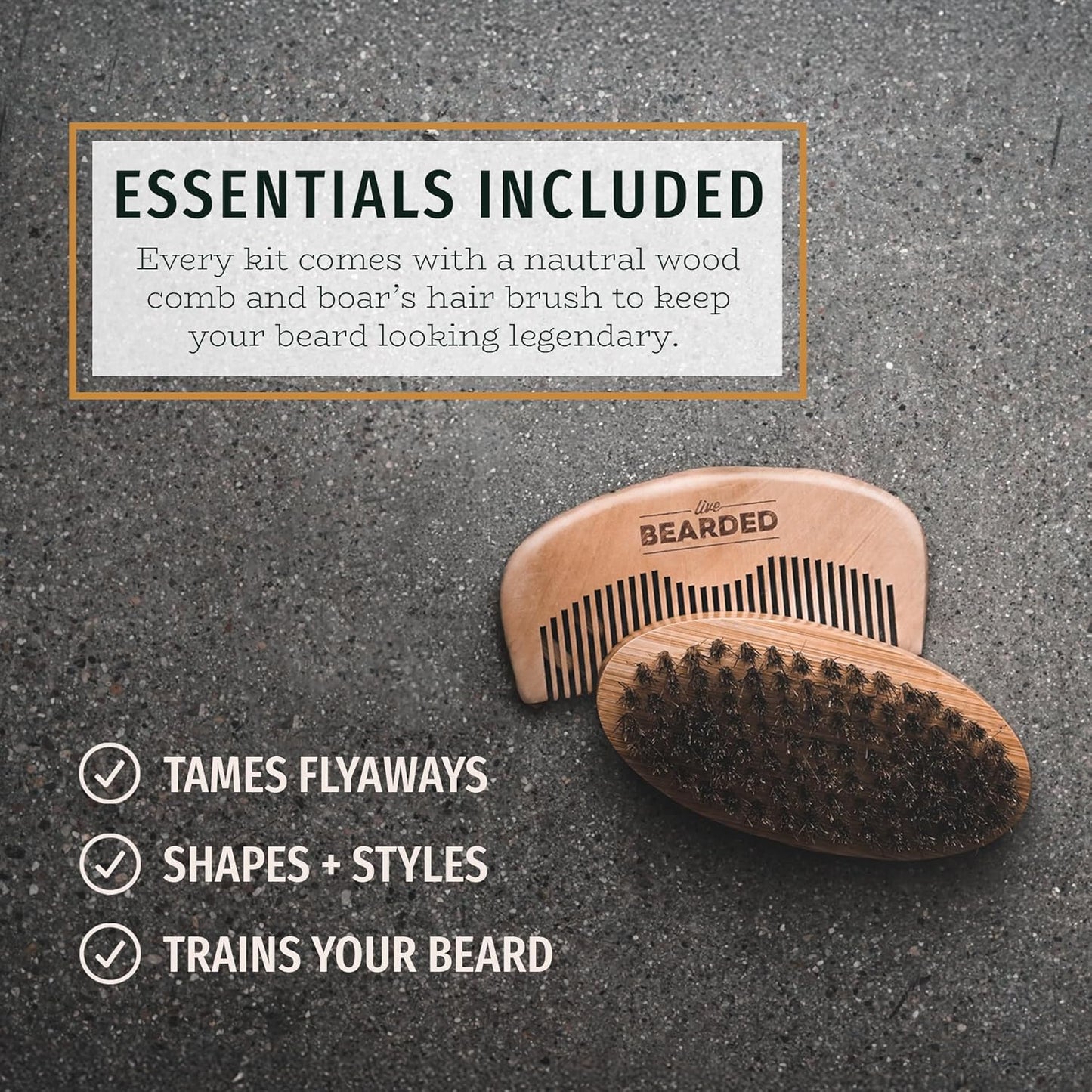 Live Bearded Total Beardsman Kit - Complete Beard Growth Kit for Men - Beard Oil, Butter, Wash, Conditioner, Vitamins, Comb, Brush | Executive - Leather, Vanilla, Cedar