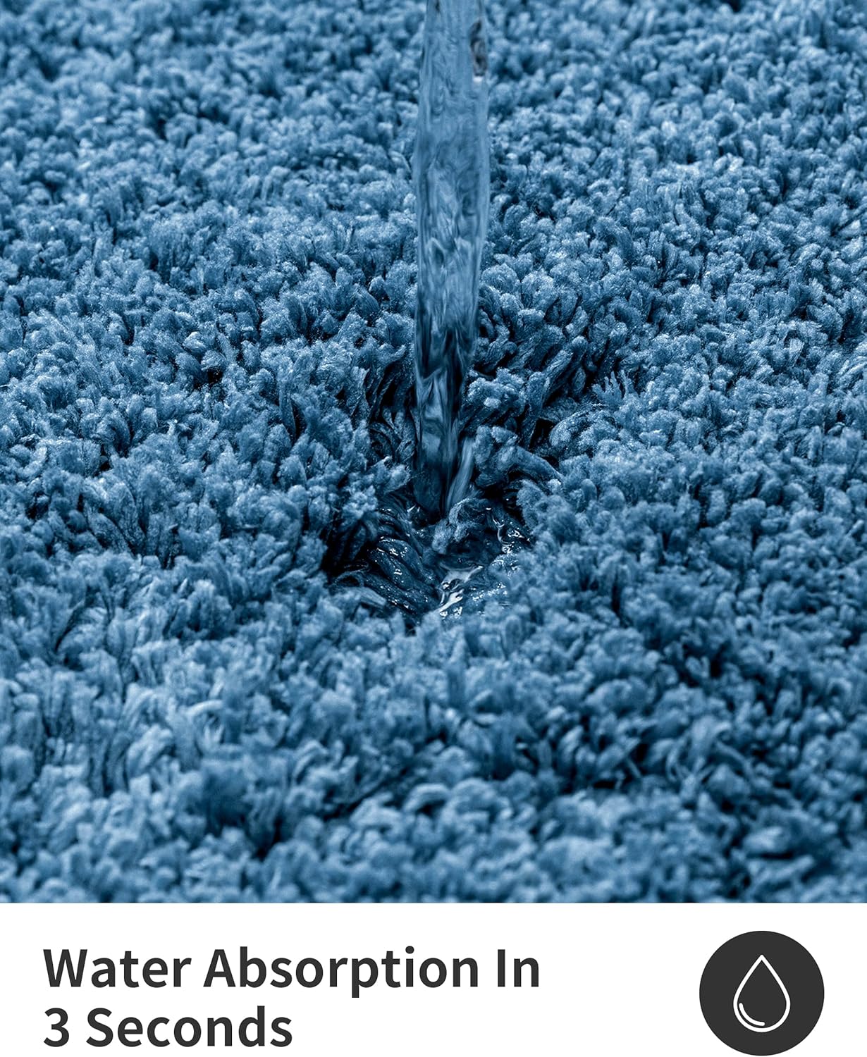 ILANGO Blue Bathroom Rugs 24" × 17" Small Non Slip & Super Absorbent Extra Thick Soft, Washable Bath Mat for Floor, Microfiber Plush Shaggy Bath Rug with Rubber for Bathtub Shower Room Sink