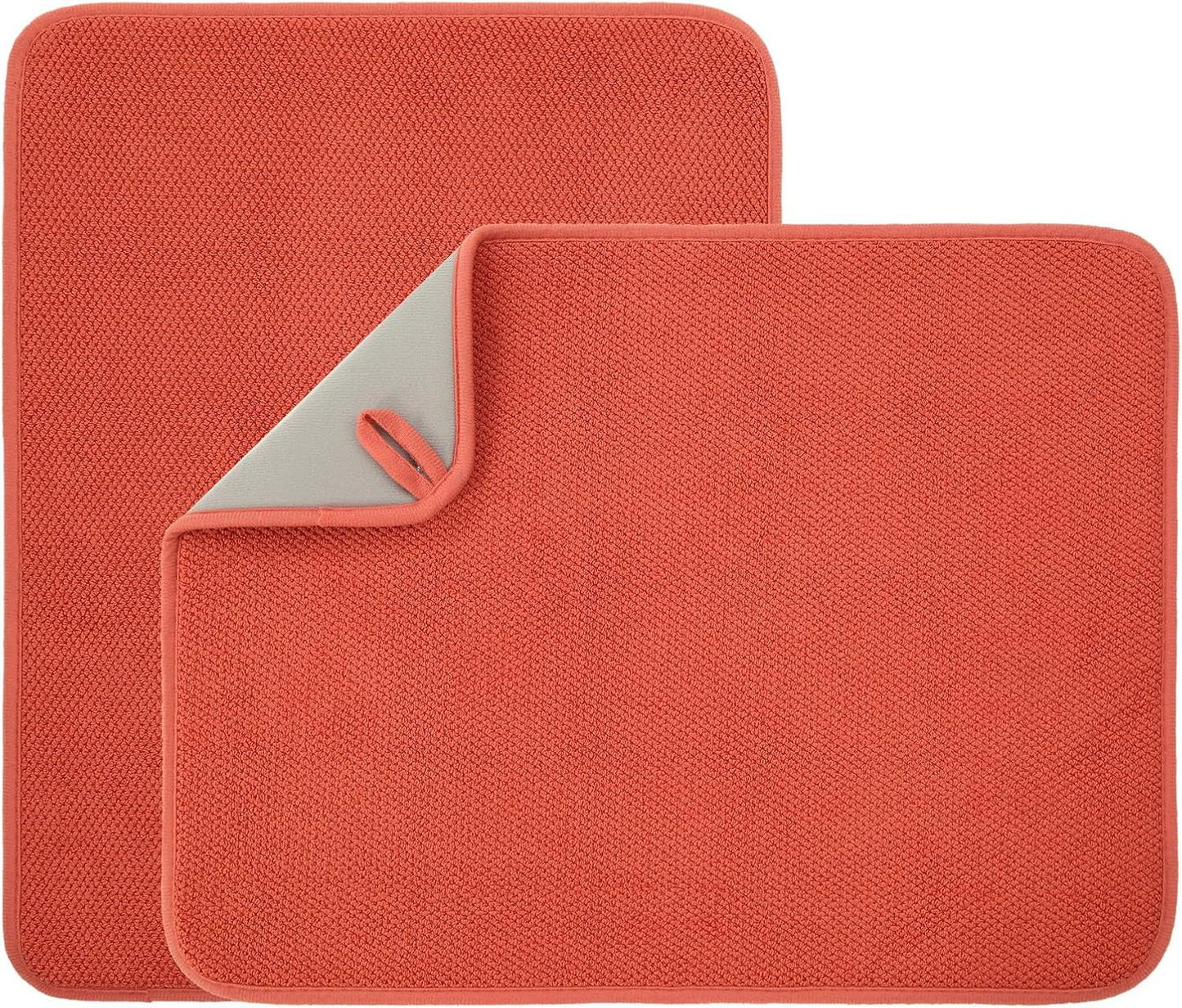 2 Pack Microfiber Dish Drying Mat for Kitchen Counter,Ultra Absorbent Dish Drainer Mat ,Dish Drying Pad , Dish Rack Mat 20×15 Inch (Red)