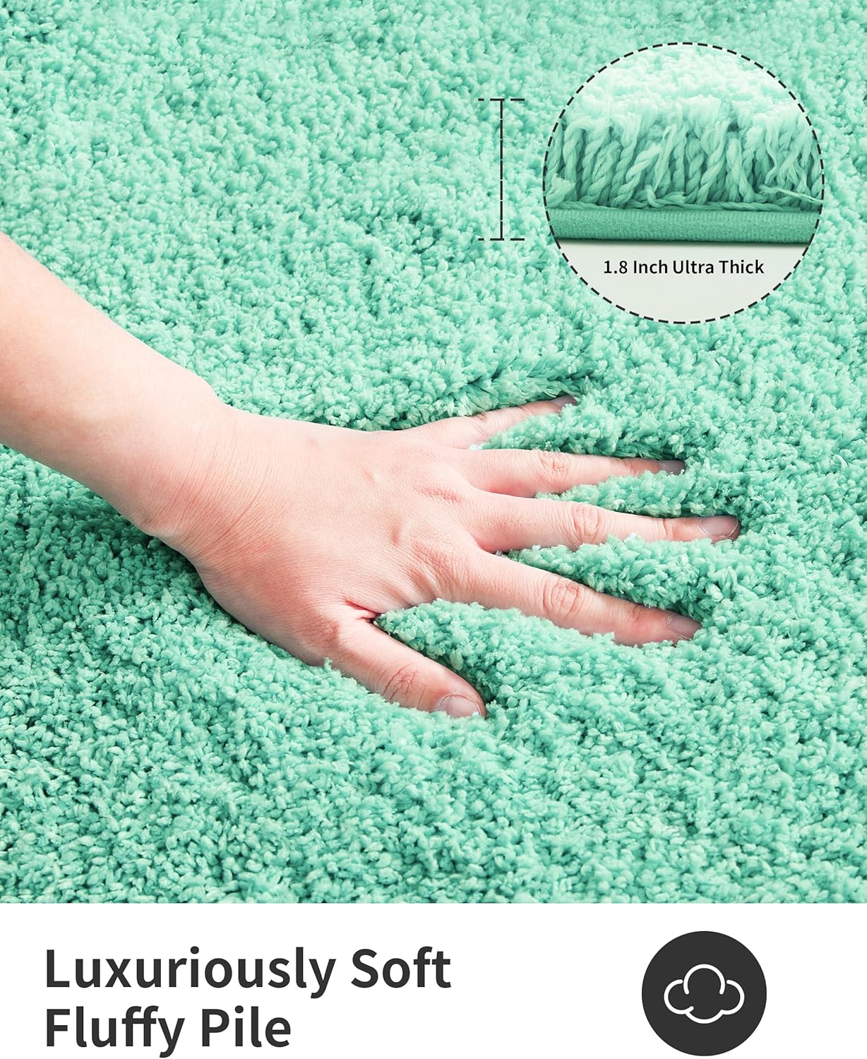 ILANGO Spa Blue Bathroom Rugs 36" × 24" Non Slip & Super Absorbent Extra Thick Soft, Washable Bath Mat for Floor, Microfiber Plush Shaggy Bath Rug with Rubber for Bathtub Shower Room Sink