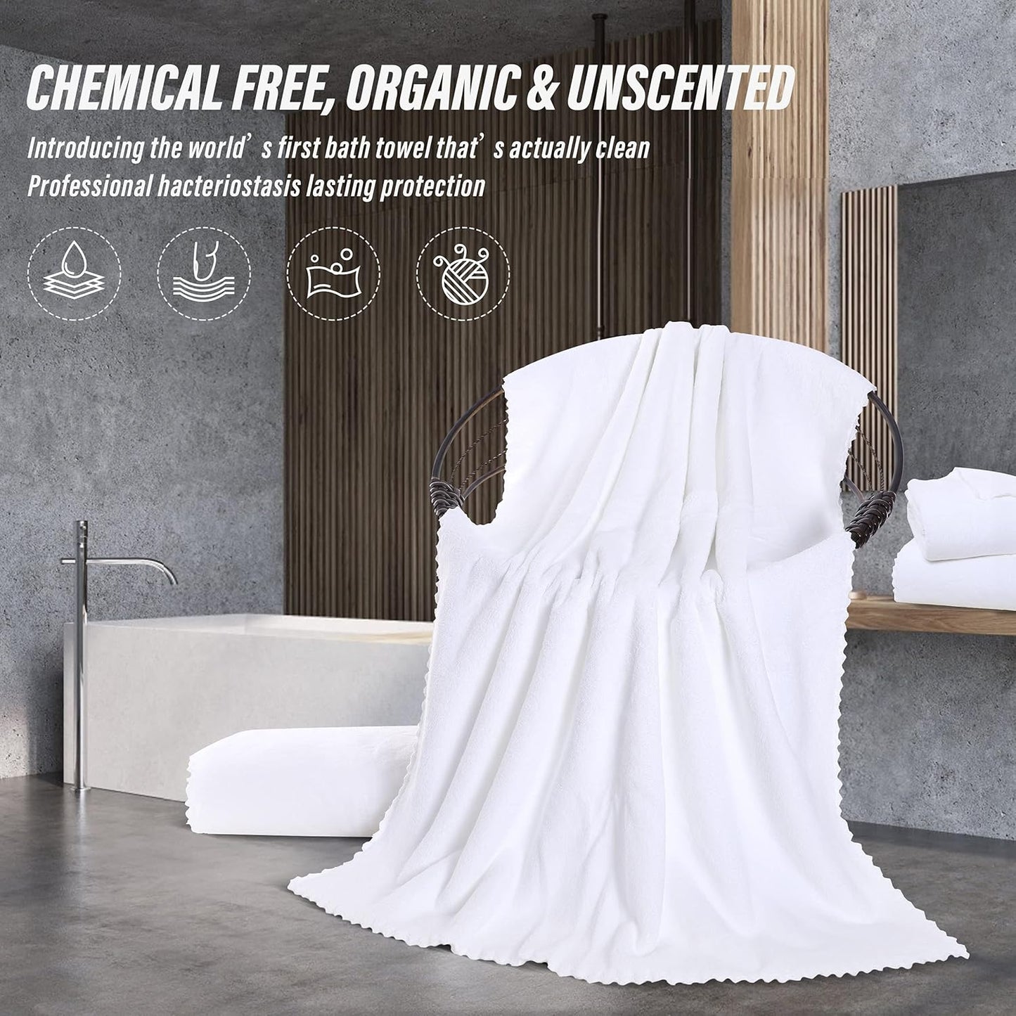 MOONQUEEN 2 Pack Premium Bath Towel Set - Quick Drying - Microfiber Coral Velvet Highly Absorbent Towels - Multipurpose Use as Bath Fitness, Bathroom, Shower, Sports, Yoga Towel (White)