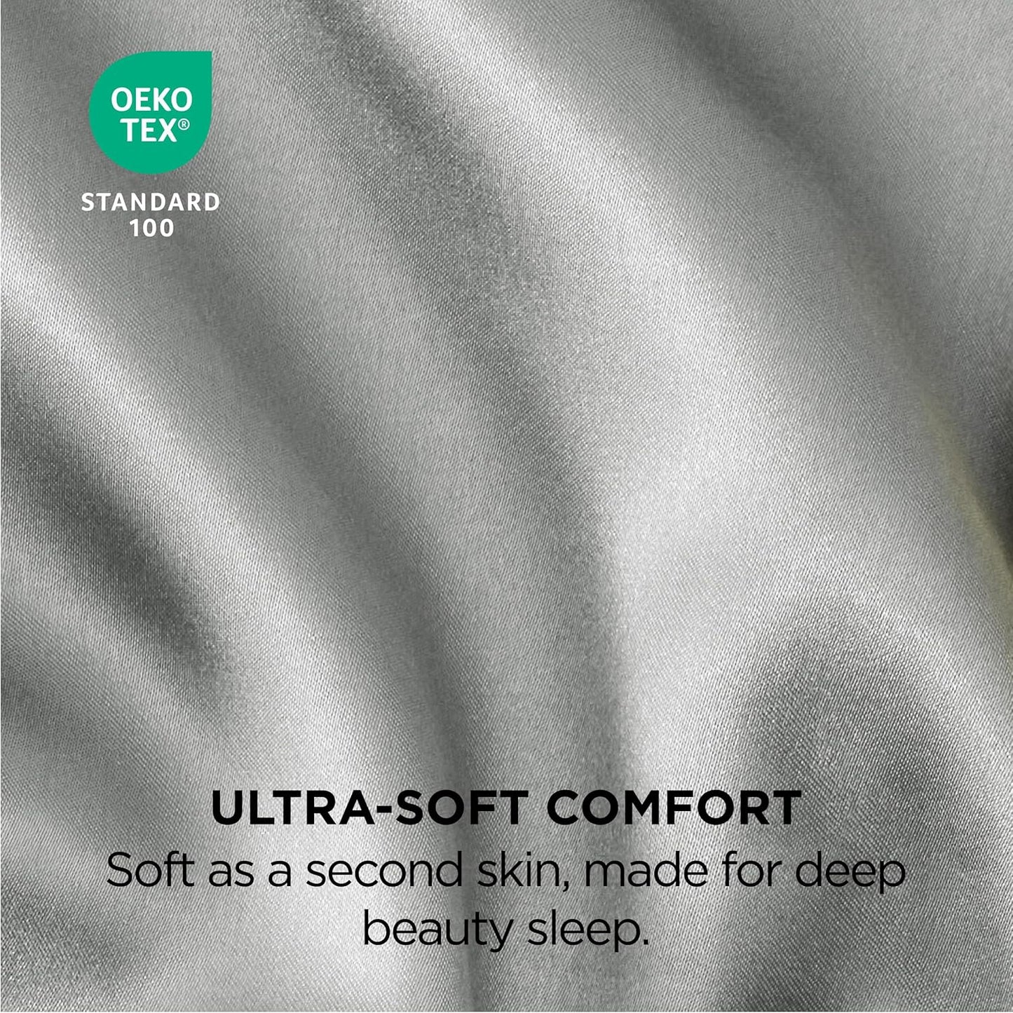 Bedsure Satin Pillowcase, Similar to Silk Pillow Cases Queen Size Set of 2, Cooling Pillow Case with Envelope Closure, Christmas Room Decor Gifts for Women Men, Silver Grey, 20x30 Inches, 2pcs