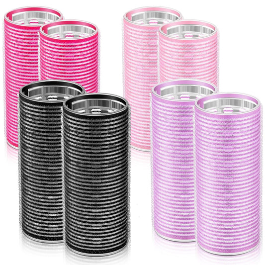 WILLBOND 8 Pcs Long Hair Rollers for Bangs Aluminum Core Curlers Thermal 4.7 x 2 Inch Self Grip Roller for Long and Medium Jumbo Hair Women Hairstyle