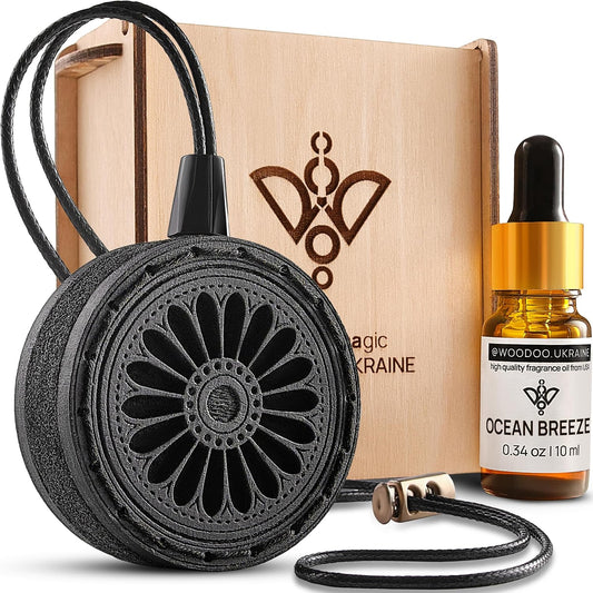 Wood Car Air Freshener — Handmade Air Freshener — Best Wheels Aromatherapy Fragrance Oil Diffuser in Wooden Gift Box — Ready To Gift Set with Ocean Breeze Fragrance Oil - 10 ml