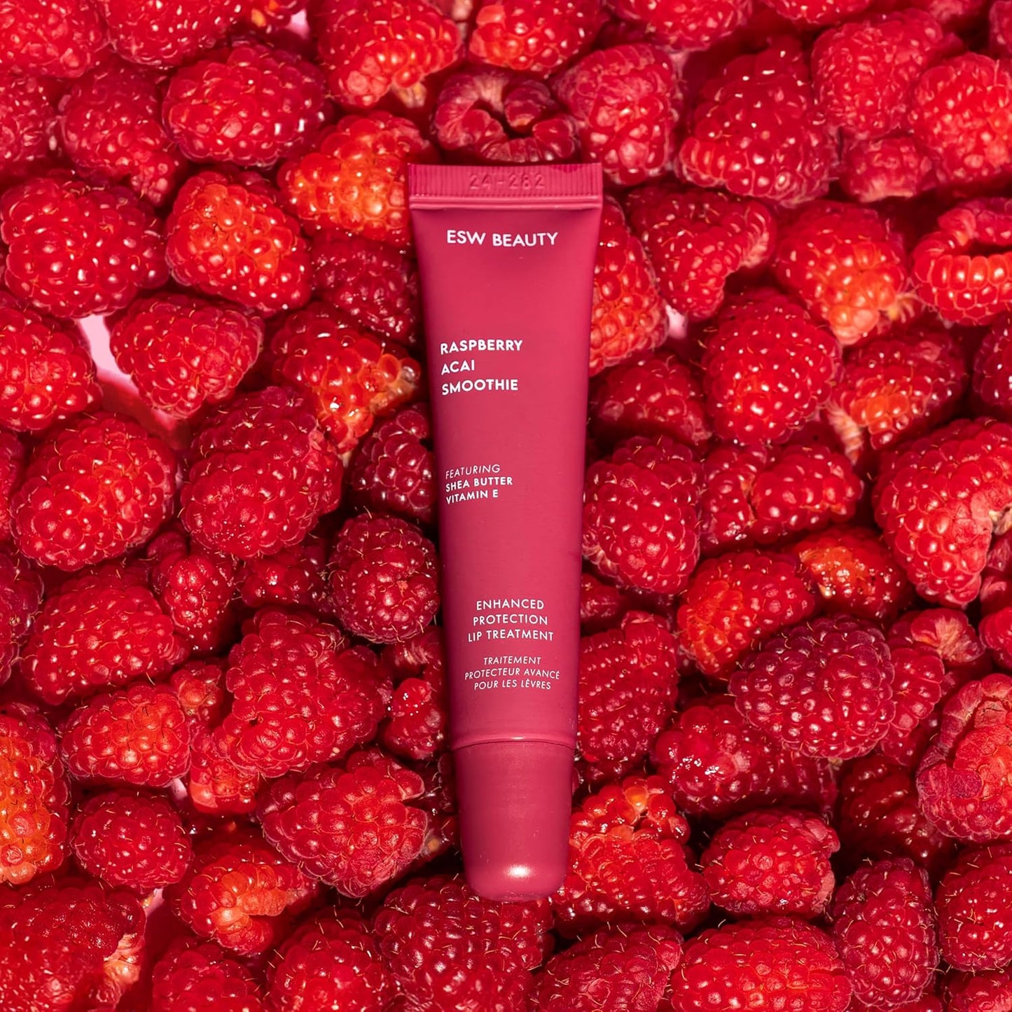 ESW Beauty Raspberry Acai Smoothie Lip Treatment - Rich Berry Tint with Shea Butter, Vitamin E, Raspberry & Acai for Deep Nourishment & Enhanced Protection