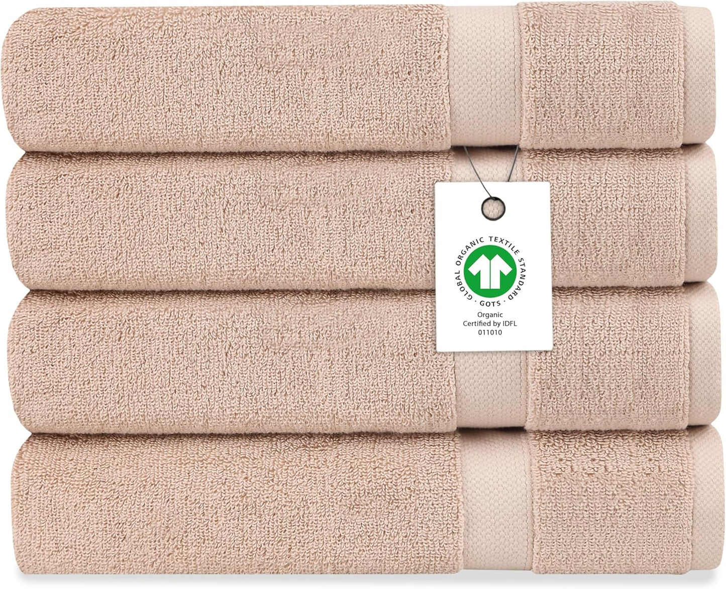 Delara Organic Cotton Luxuriously Plush Bath Sheet Pack of 4 | GOTS & OEKO-TEX Certified | Premium Hotel Quality Towels | Feather Touch Technology|650 GSM Long Staple|Soft, Quick Dry & Ultra-Absorbent