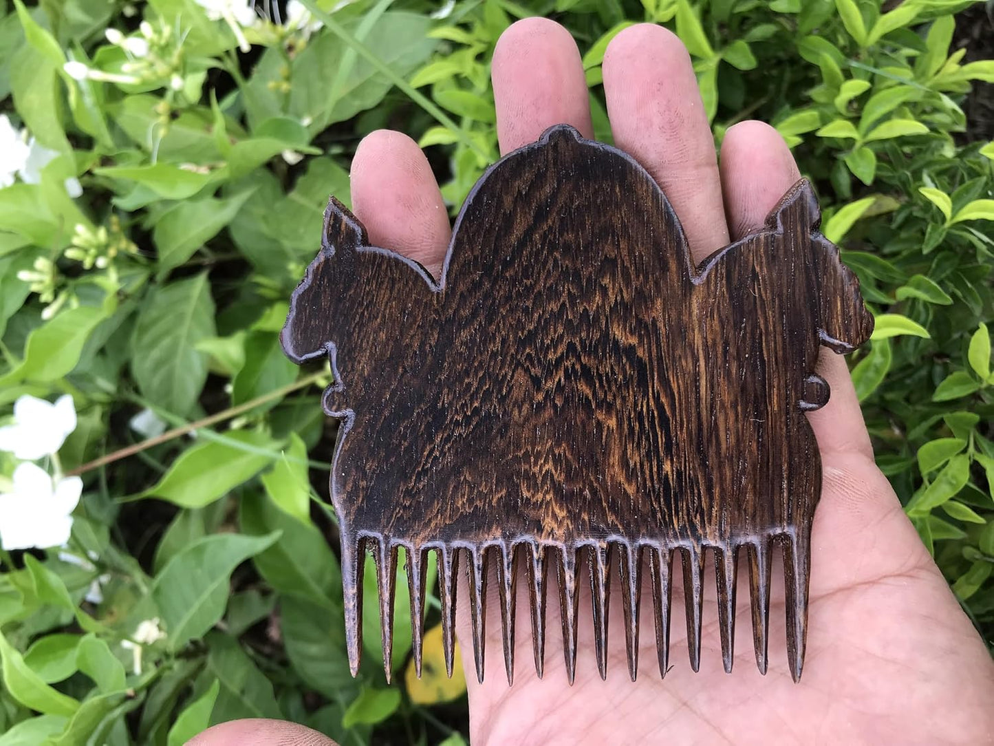 Handicraftviet Hand-Carved Wooden Comb, Wooden Viking Comb for Men's Hair, Beard, and Mustache, Great Gift - Natural Wood