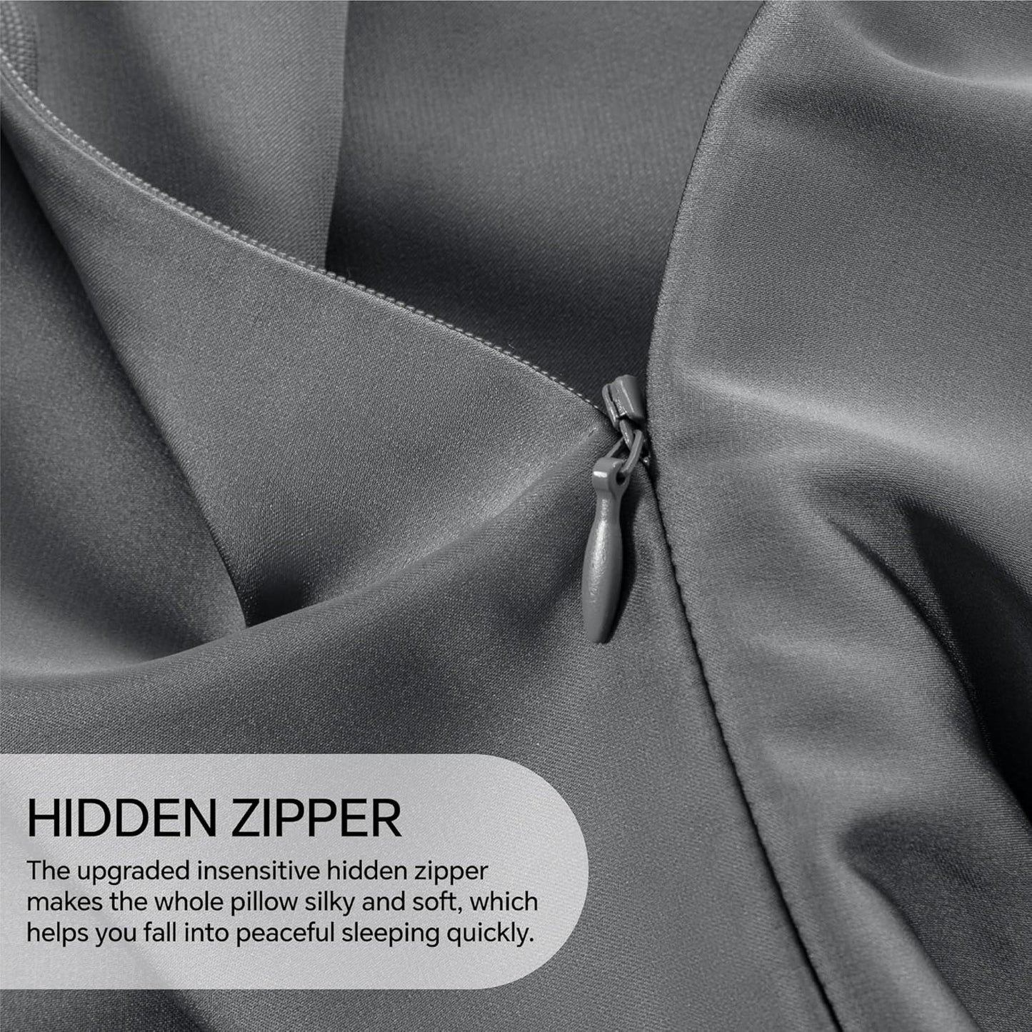 INFIIXSO Mulberry Silk Pillow Case King Size, Silk Pillowcase with Hidden Zipper 20"x36", Extraordinary Smooth and Soft Pillow Cases for Hair and Skin(Dark Grey, 1 Pack)