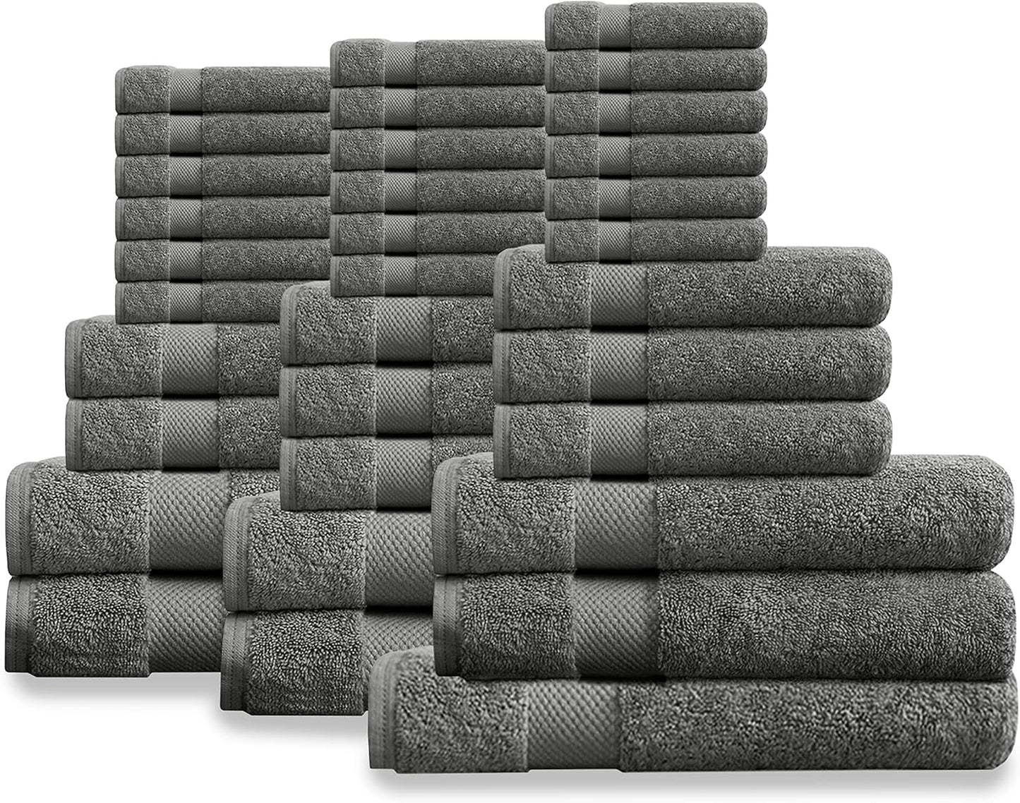 Delara Organic Cotton Luxuriously Plush Bath Towel 33 Piece Set|GOTS & Oeko-TEX Certified|Premium Hotel Quality Towels|Feather Touch Technology|650 GSM Long Staple|Soft, Quick Dry & Ultra-Absorbent