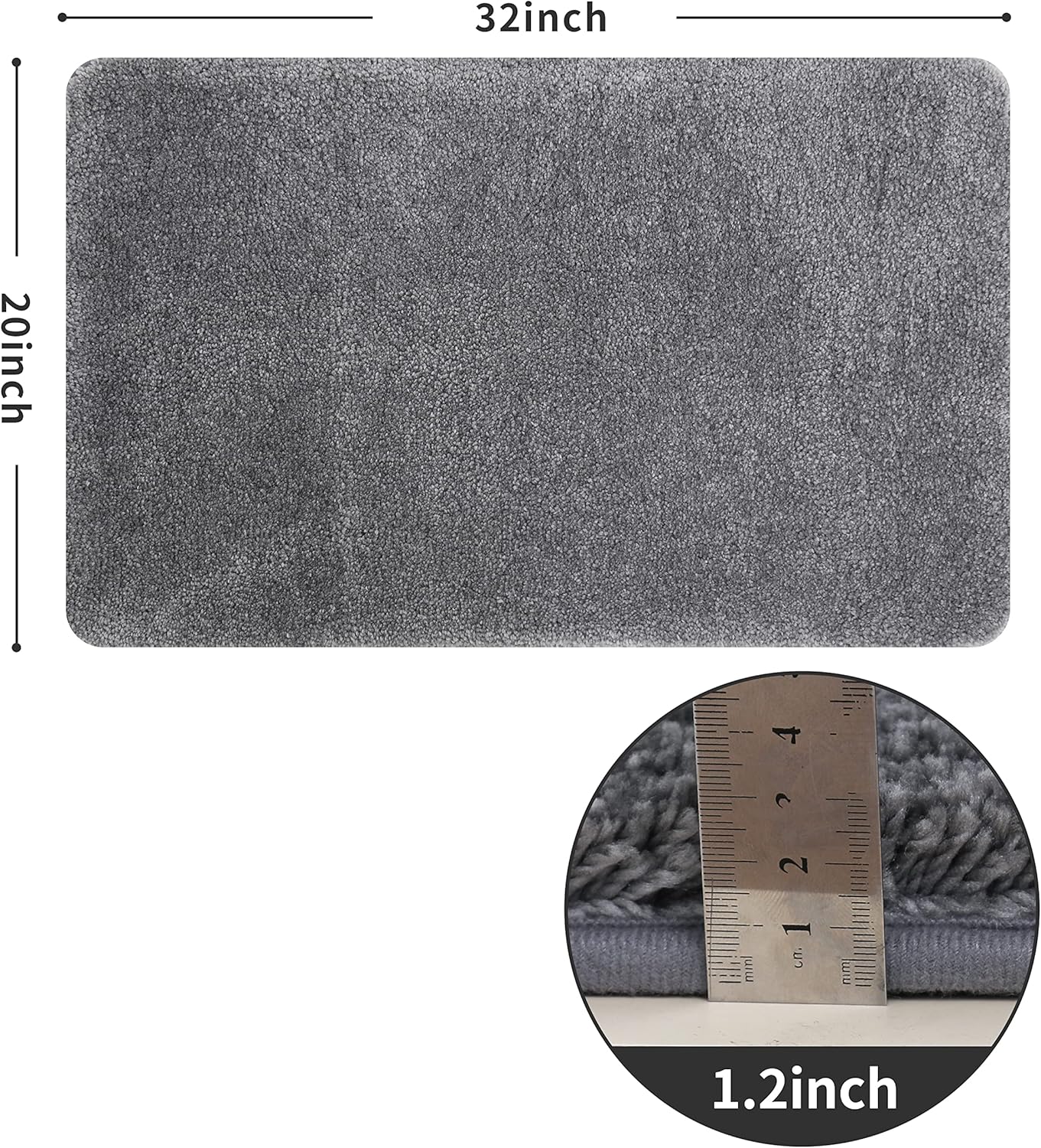 COSY HOMEER Bath Rugs for Bathroom Extra Thick - Anti-Slip Bath Mats Soft Plush Yarn Shaggy 100% Strong Mirco Polyeste Mat Living Room Bedroom Mat Floor Water Absorbent(Dark Grey,20x32 - Inches)
