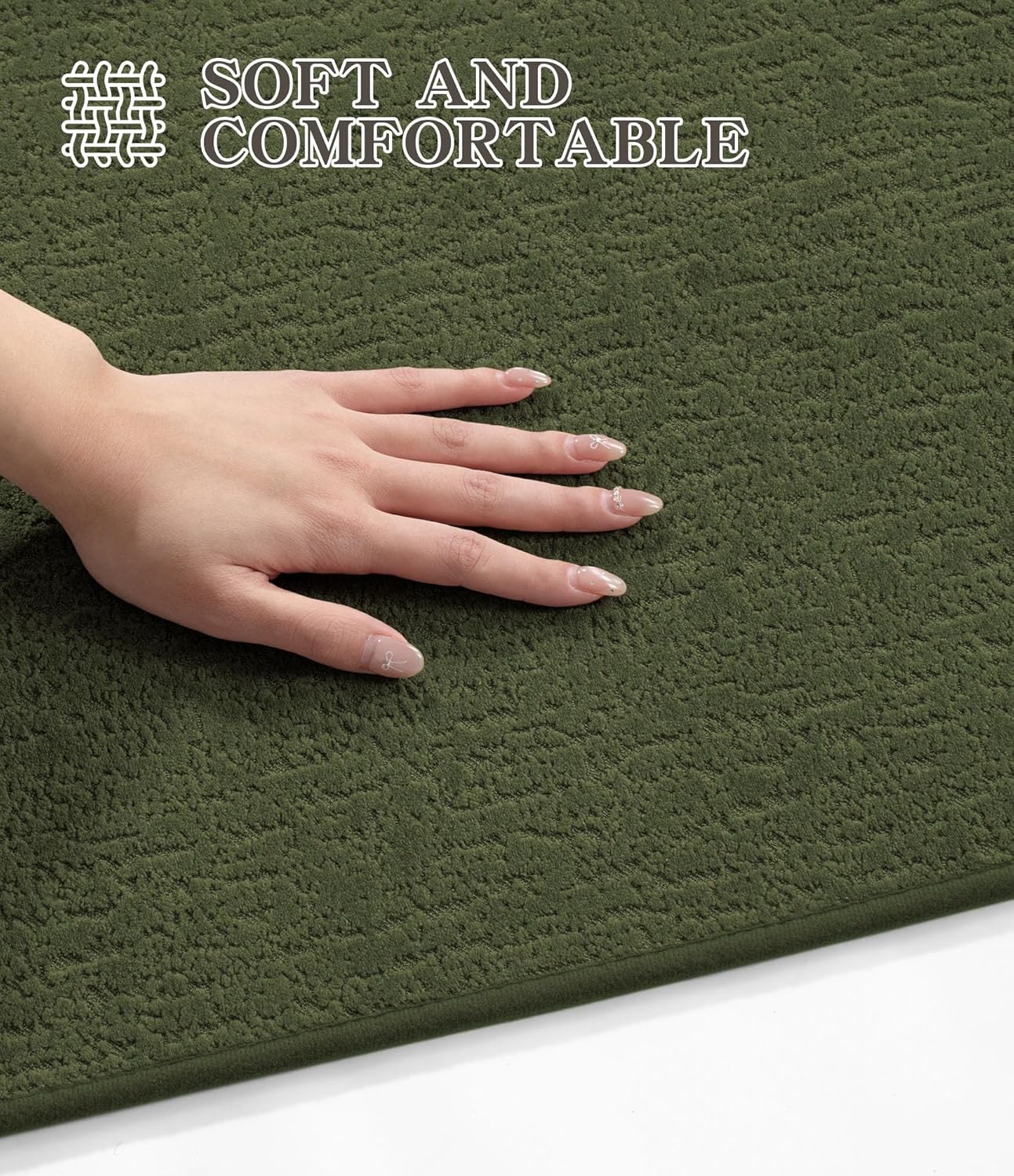 chakme Bathroom Rugs Mat U-Shaped 24x17, Ultra Thin Non Slip Bath Mat Small Quick Dry Absorbent Bath Mat for Bathroom Floor, (Dark Green, U-24"x17")