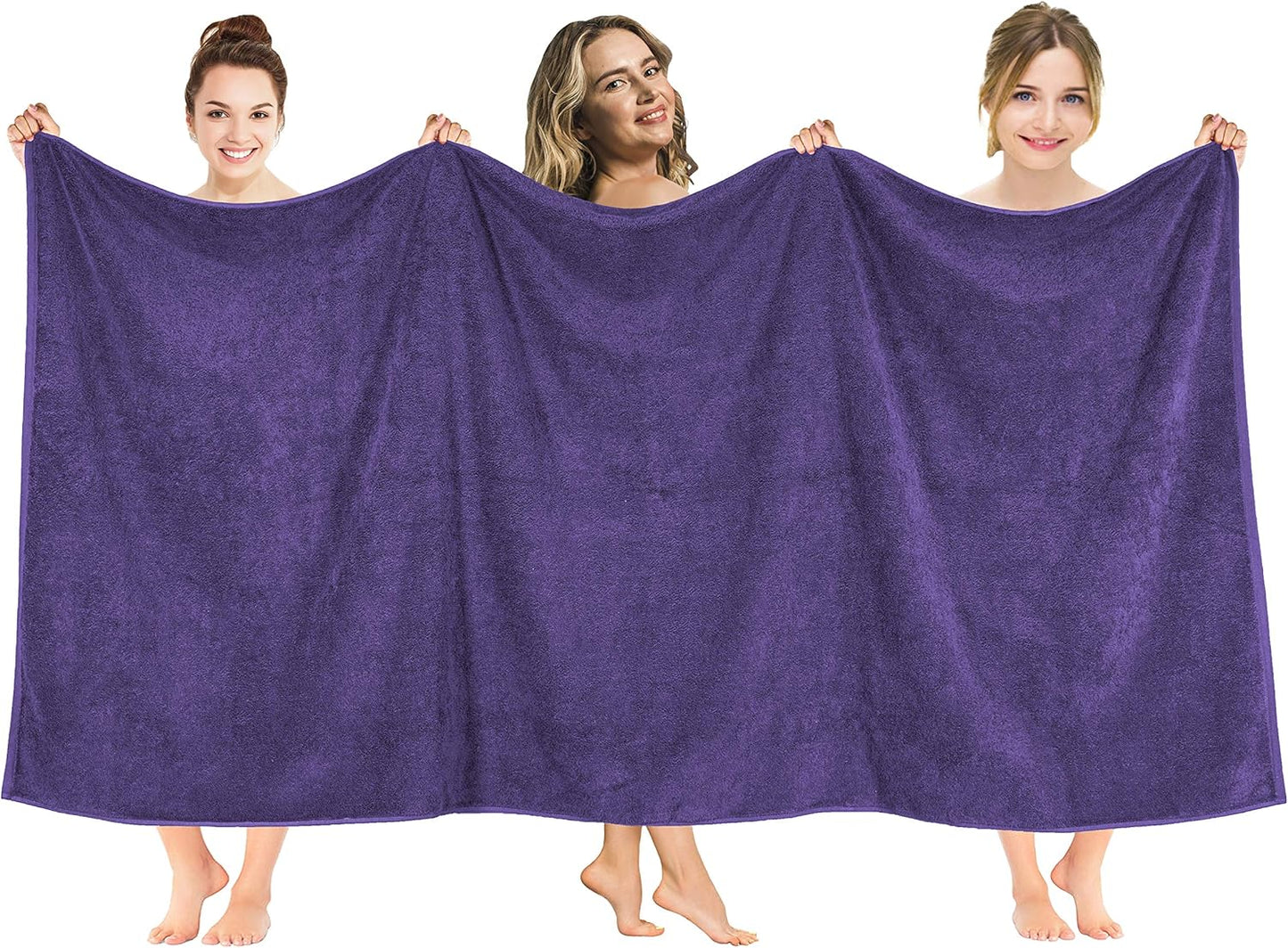 American Soft Linen Oversized Bath Sheet 40x80 Extra Large for Bathroom, 600 GSM 100% Cotton Turkish Jumbo Bathsheet Towels for Adults, Purple Bath Sheet