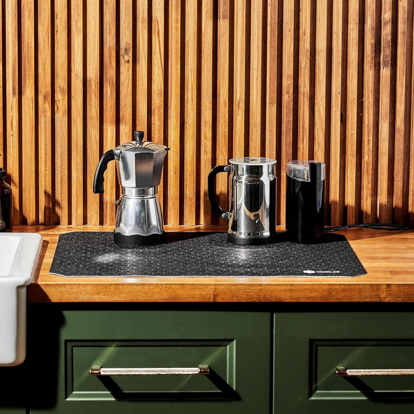 HexClad 2-Piece Dish Drying Mat Set Made of Absorbent Fabric that Holds up to 8oz of Liquid, Ultra-Thin Design for Fast Drying, Waterproof and Non-Slip Backing, Cut for a Universal Fit that Won’t Fray