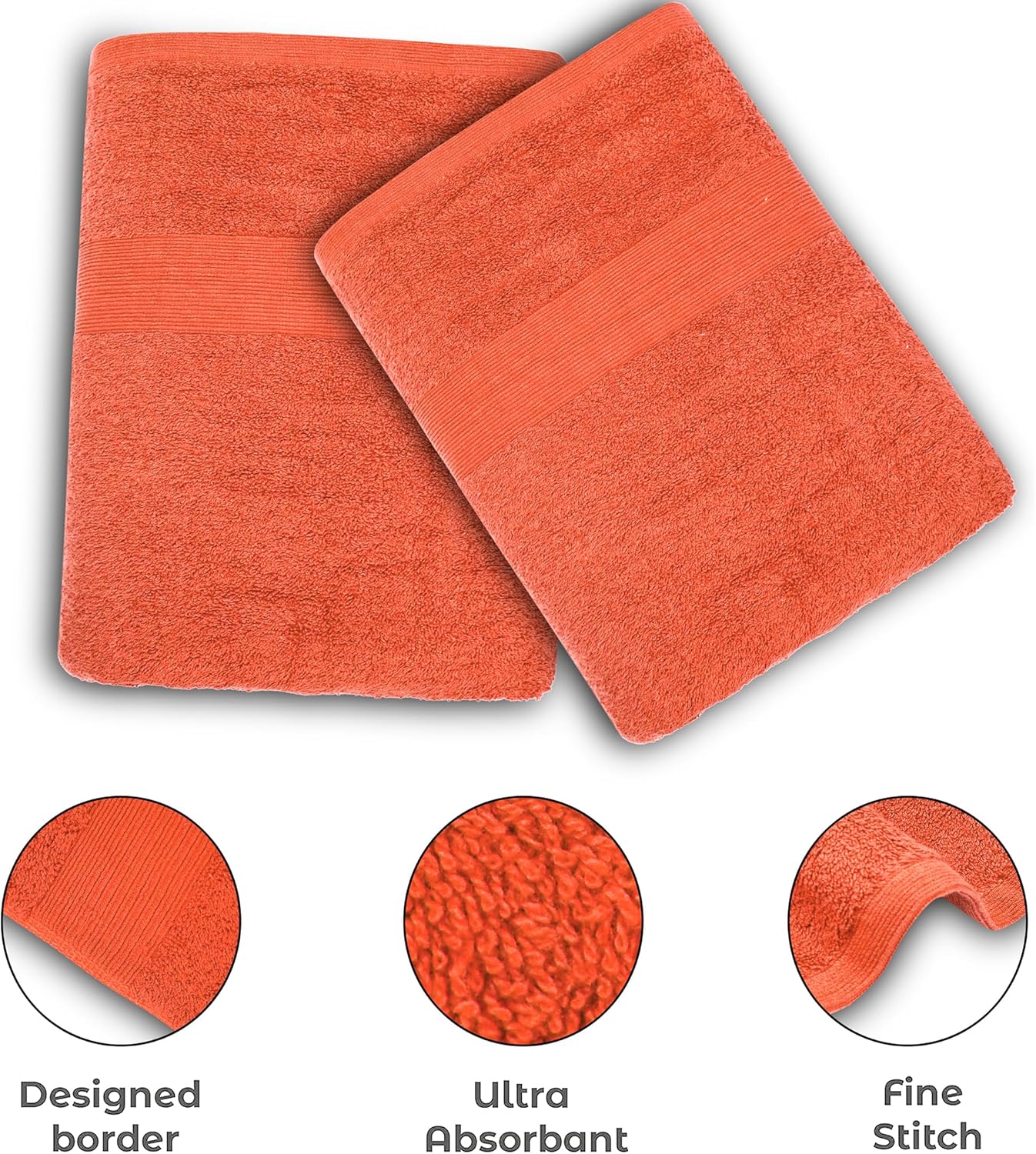 Softolle Luxury Bath Towels Set of 4 (27” x 54”) | Towels for Bathroom | Super Soft | Highly Absorbent Towels for Home, Spa, Gym (Coral)