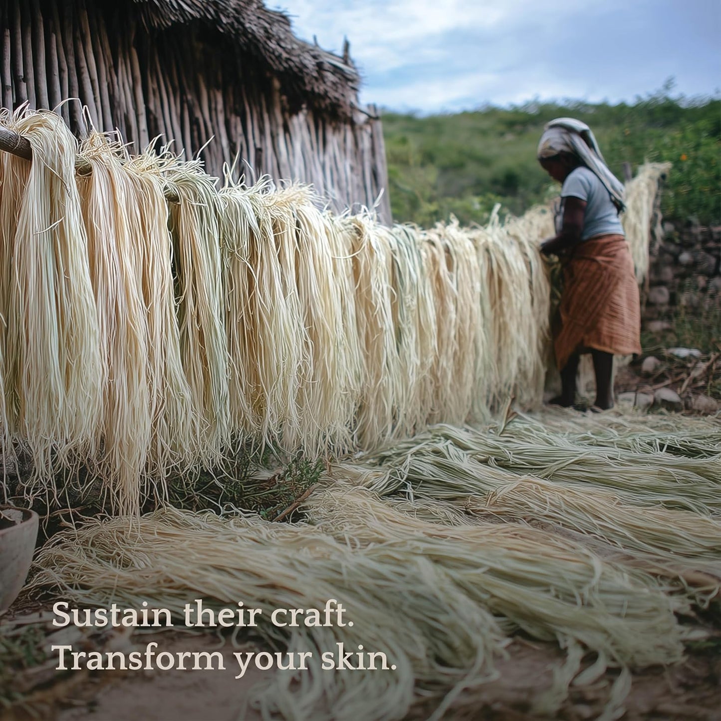 Sisal Body Exfoliator Glove 9", Natural Shower Mitt with Loofah Texture for Deep Cleansing, Dry Brushing, Smooth Skin, Salt, Kusamba by QUR