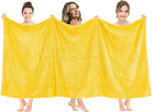 American Soft Linen Oversized Bath Sheet 40x80 Extra Large for Bathroom, 600 GSM 100% Cotton Turkish Jumbo Bathsheet Towels for Adults, Yellow Bath Sheet