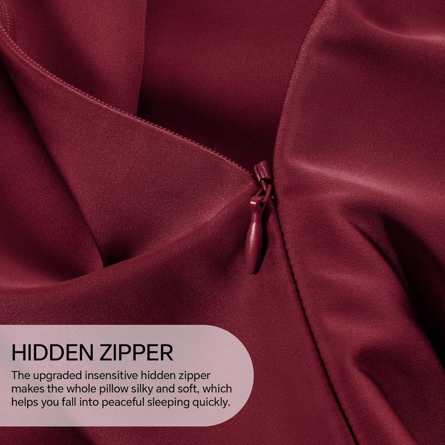 INFIIXSO Silk Pillow Cases 2 Pack Standard Size, Ultra Smooth & Soft Mulberry Silk Pillow Case for Hair and Skin, Breathable Cooling Silk Pillowcase with Hidden Zipper (Burgundy, 20x26 Inches)