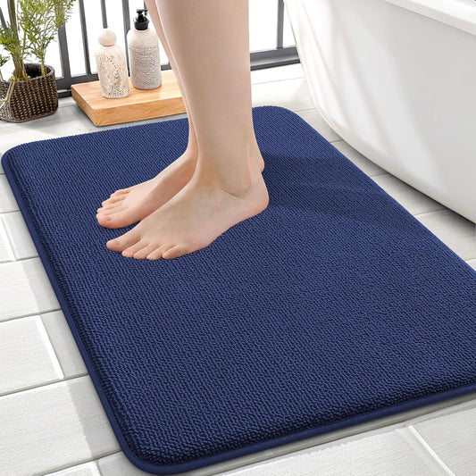 OLANLY Thick Memory Foam Bath Mat Rug 24x16, Extra Soft Absorbent Bathroom Rug, Quick Dry Bath Mats, Non-Slip, Machine Washable Carpet, Tub and Shower, Home Decor Accessories, Twilight Sapphire