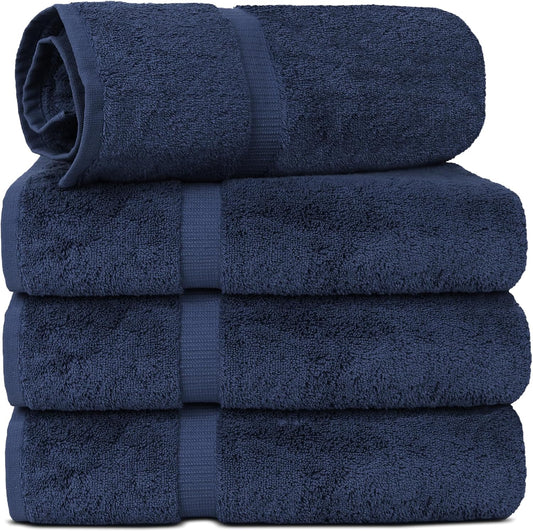 Chakir Turkish Linens | Hotel & Spa Quality 100% Cotton Luxury Turkish Towels | Soft & Absorbent (30x60 Inches Extra Large Bath Towels, Set of 4 - Navy)
