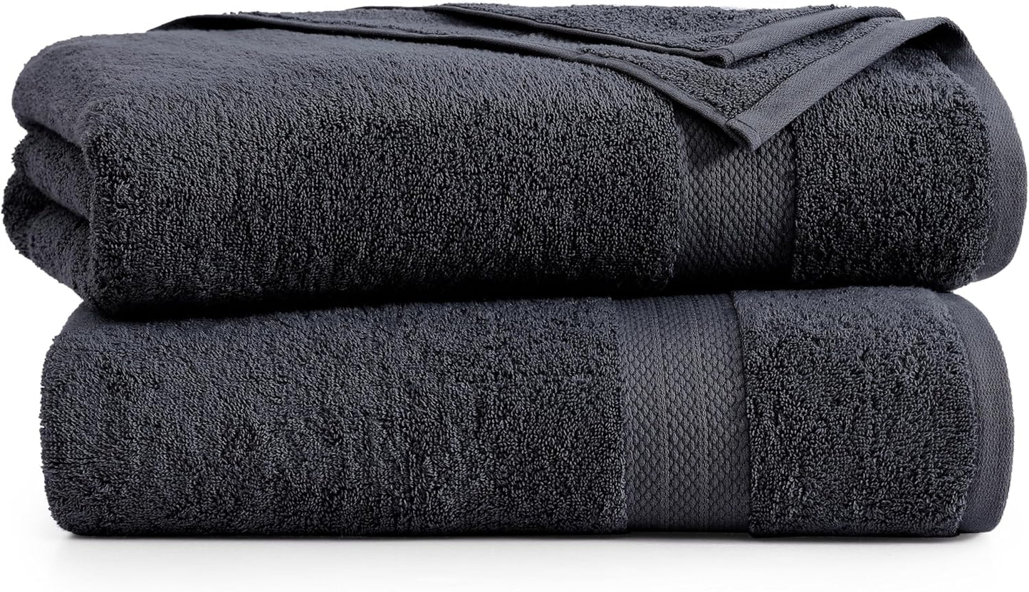 LANE LINEN 100% Cotton Bath Sheets Set of 2 (35"x66") - Ring Spun Cotton Extra Large Bath Towels Sets - Quick Dry, Soft & Absorbent Oversized Towel Sets- Pre Shrunk, Fade Resistant - Black Towels