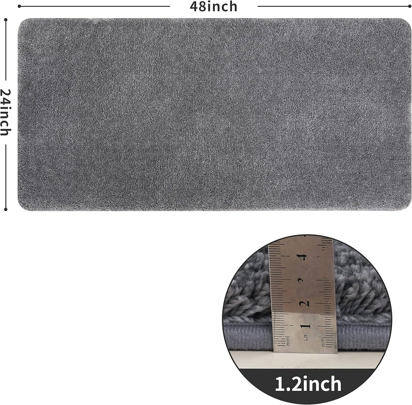 COSY HOMEER Bath Rugs for Bathroom Extra Thick - Anti-Slip Bath Mats Soft Plush Yarn Shaggy 100% Strong Mirco Polyeste Mat Living Room Bedroom Mat Floor Water Absorbent(Dark Grey,24x48 - Inches)