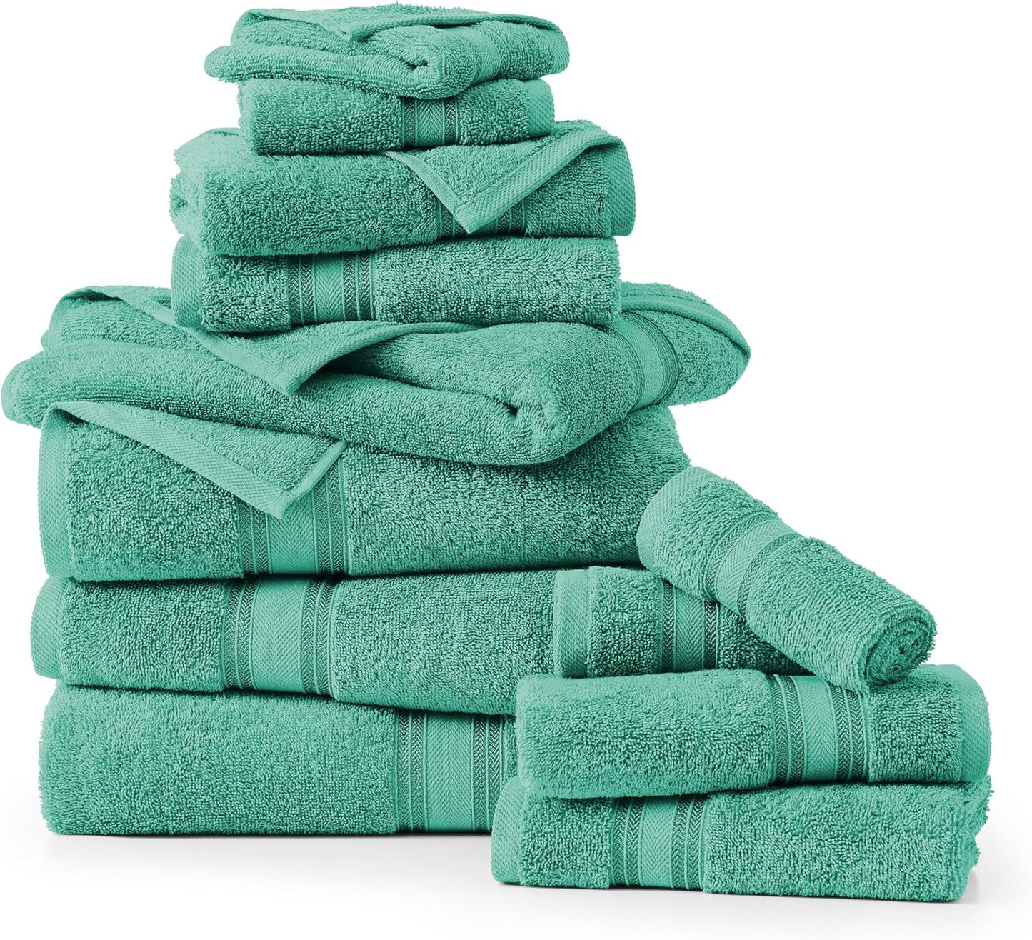 LANE LINEN Luxury Bath Towels Set - 12 Piece Set, 100% Cotton Bathroom Towel, Zero Twist, Quick Dry Shower Towels, Absorbent Towel, Super Soft, 4 Bath Towels, 4 Hand Towels, 4 Wash Cloths - Teal