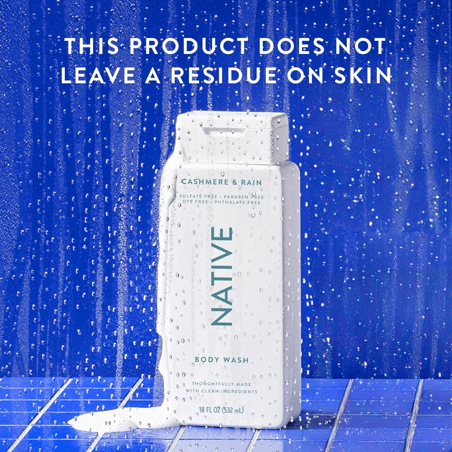 Native Body Wash Contains Naturally Derived Ingredients | For Women & Men, Sulfate, Paraben, & Dye Free Leaving Skin Soft and Hydrating | Cashmere & Rain 18 oz - 2 Pk