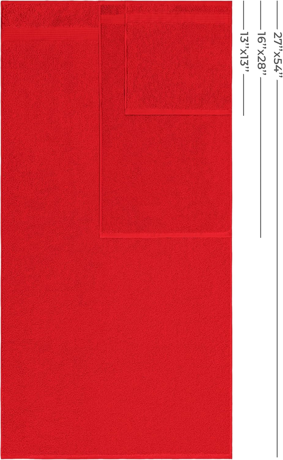 American Veteran Towel, 100% Cotton Turkish 6 Piece Towel Set, Luxury Towels Set of 6 for Bathroom Essentials, 2 Bath Towels 2 Hand Towels 2 Washcloths, Red