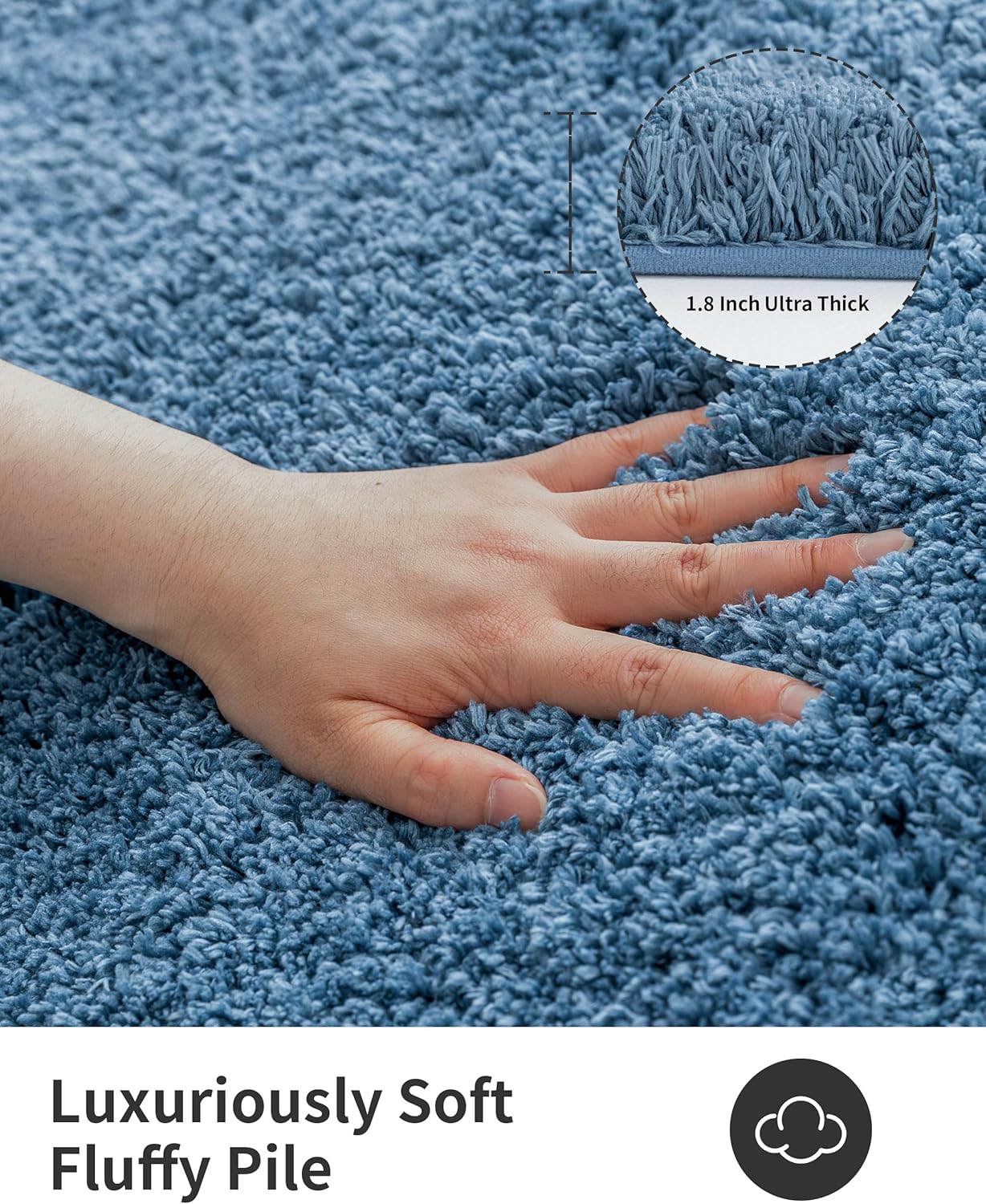 ILANGO Blue Bathroom Rugs 60" × 24" Non Slip & Super Absorbent Extra Thick Soft, Washable Bath Carpet Runner for Floor, Microfiber Plush Shaggy Bath Mats with Rubber for Bedroom Bathtub Shower Room