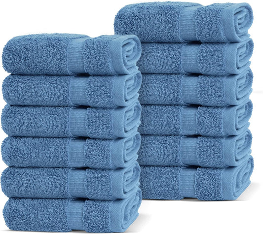 Chakir Turkish Linens | Hotel & Spa Quality 100% Cotton Premium Turkish Towels | Soft & Absorbent (12-Piece Washcloths, Wedgewood)