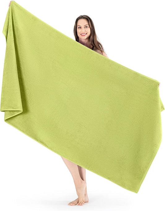 SALBAKOS 100% Turkish Cotton Jumbo Bath Sheet Towel Oversized 40x80 inch | Premium Hotel & Spa Quality, Soft, Absorbent, XL Bath Towels | Made in Turkey (Pack of 1, Green, Jumbo Bath Sheet)