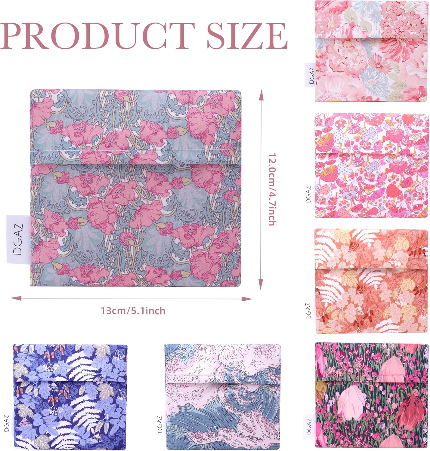 DGAZ Sanitary Napkin Storage Bag, Period Bag for Teen Aged Girls, Portable Period Bag for Panty Liners/Menstrual Cup/Small Tampons，Mini Makeup Bag for Purse