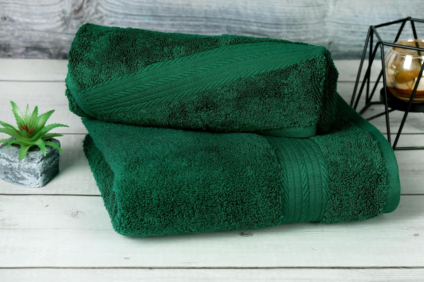Ample Decor Hand Towels 18 X 28 Inch 600 GSM 100% Cotton, Premium Soft Absorbent - 2 Pcs - Green