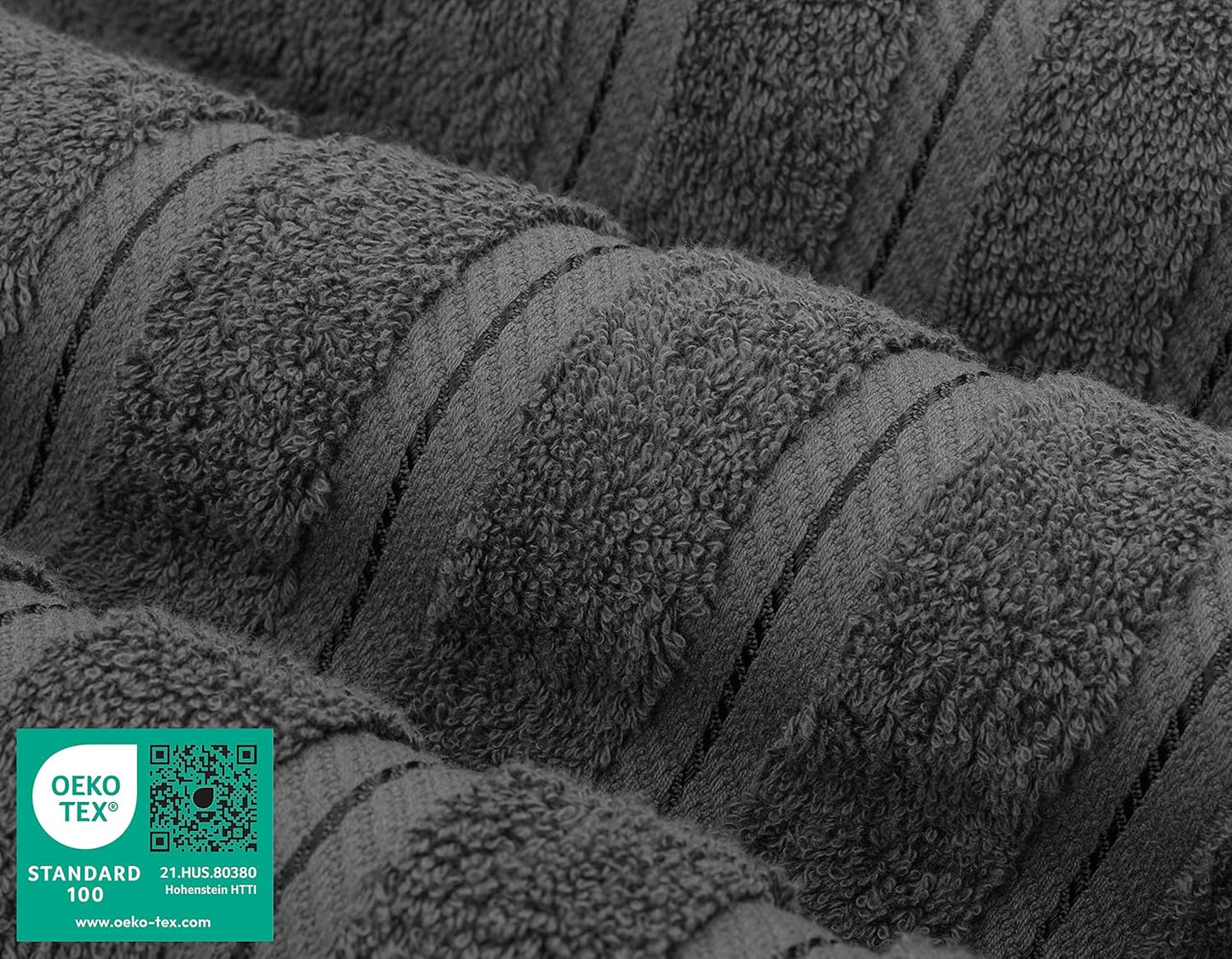 American Soft Linen Luxury 6 Piece Towel Set, 2 Bath Towels 2 Hand Towel 2 Washcloths, 600 GSM 100% Cotton Turkish Towels for Bathroom, Dark Gray Towel Sets