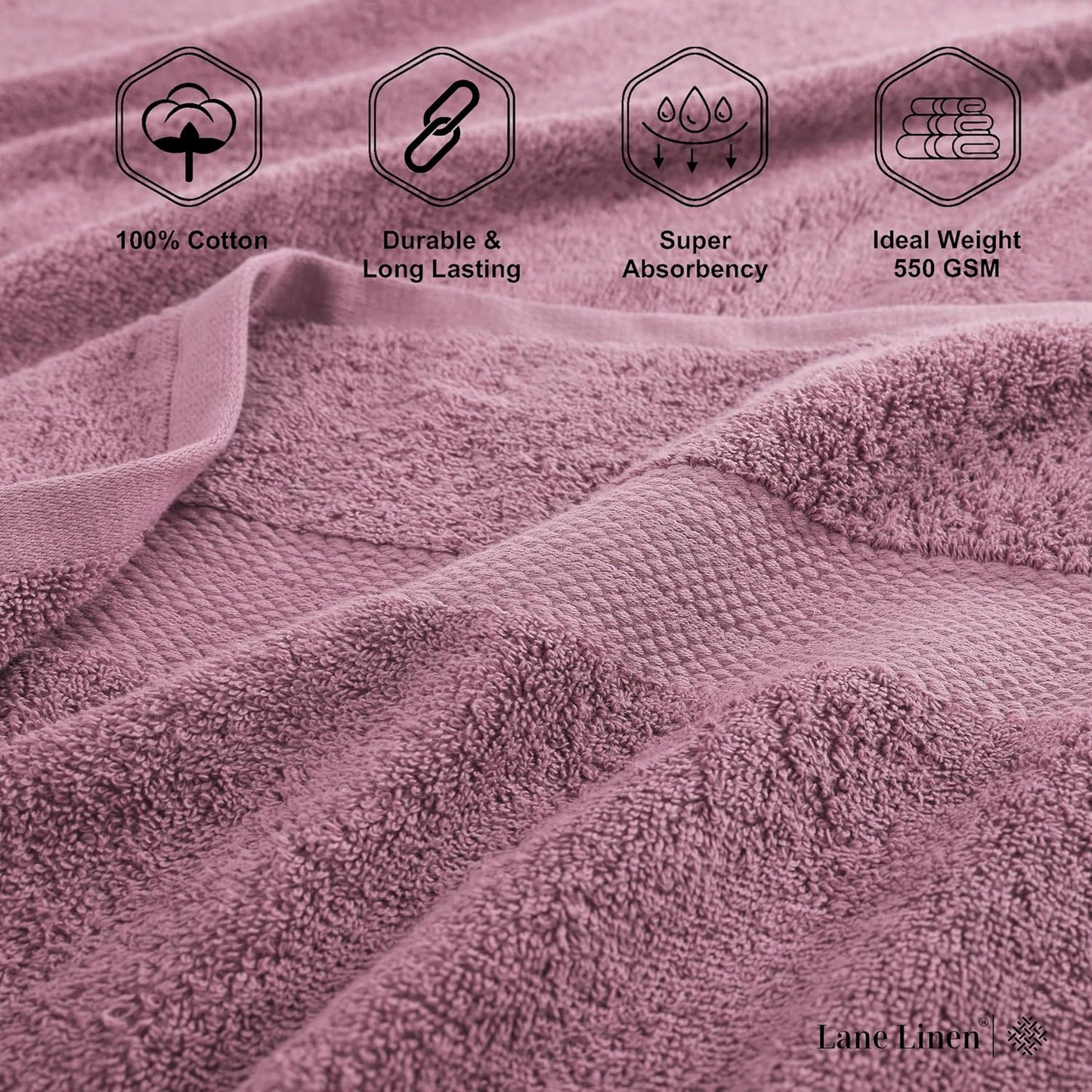 LANE LINEN 100% Cotton Bath Sheets 4 Pack (35"x66") - Ring Spun Cotton Extra Large Bath Towels Set - Quick Dry, Soft & Absorbent Oversized Towel Set - Holds Well After Multiple Washes - Wishful Mauve