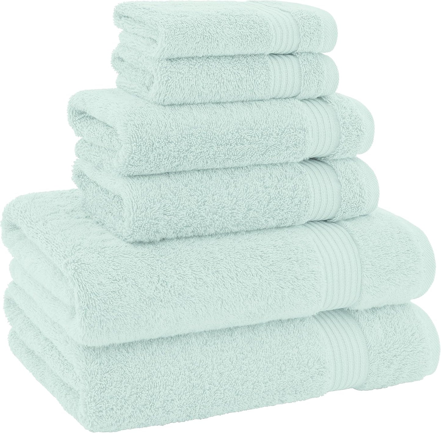 American Veteran Towel, 100% Cotton Turkish 6 Piece Towel Set, Luxury Towels Set of 6 for Bathroom Essentials, 2 Bath Towel 2 Hand Towel 2 Washcloth, Mint Green