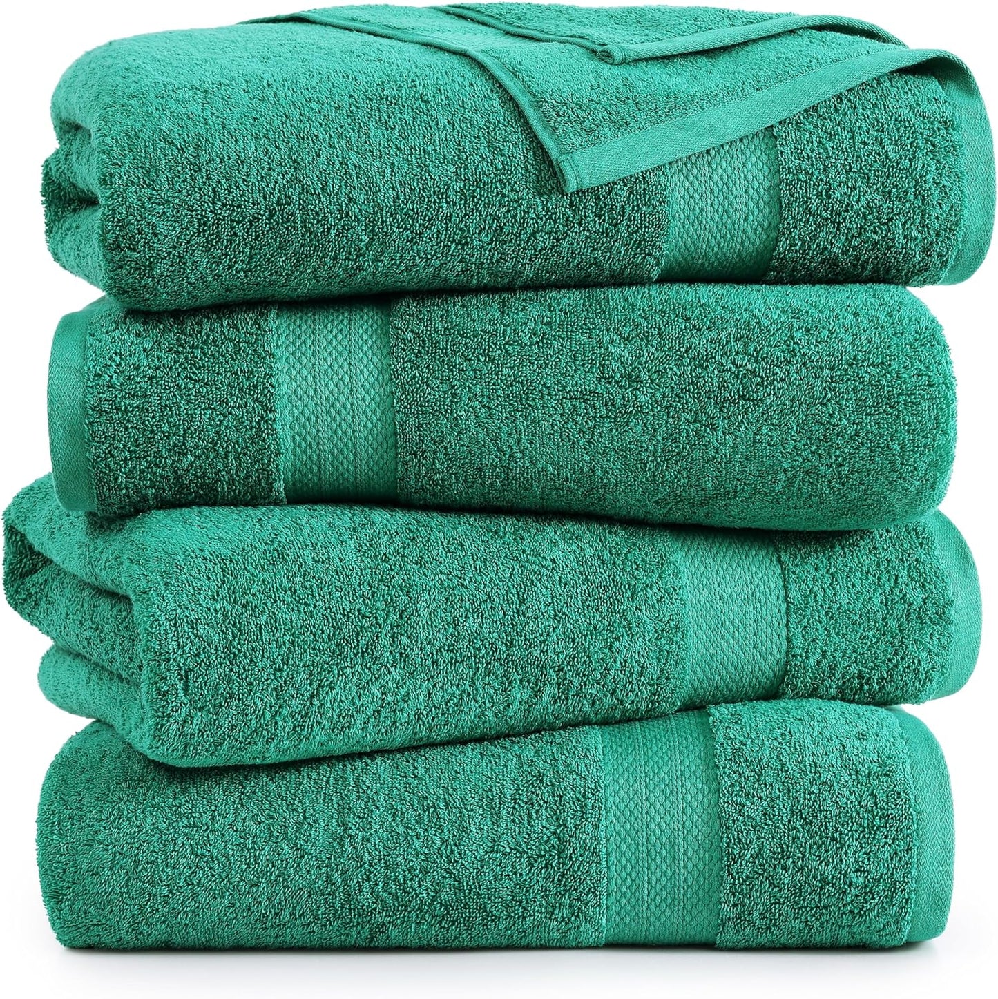 LANE LINEN 100% Cotton Oversized Bath Towels Set of 4 (35"x66") - Ring Spun Cotton Oversized Towels - Quick Dry, Soft & Absorbent Extra Large Bath Towel Set - Dorm Essentials for Girls - Emerald