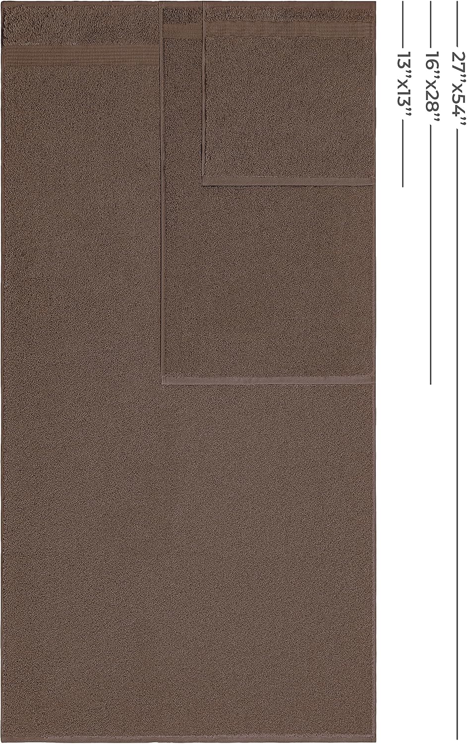 American Veteran Towel, 100% Cotton Turkish 6 Piece Towel Set, Luxury Towels Set of 6 for Bathroom Essentials, 2 Bath Towels 2 Hand Towels 2 Washcloths, Brown