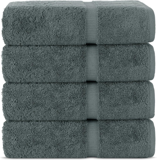Chakir Turkish Linens | Hotel & Spa Quality 100% Cotton Premium Turkish Towels | Soft & Absorbent (4-Piece Bath Towels, Dark Gray)