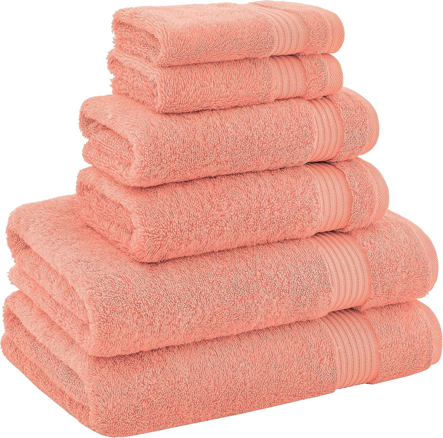 American Veteran Towel, 100% Cotton Turkish 6 Piece Towel Set, Luxury Towels Set of 6 for Bathroom Essentials, 2 Bath Towels 2 Hand Towels 2 Washcloths, Coral